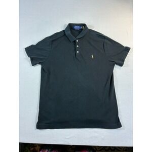 Polo Ralph Lauren Shirt Mens Large L Black Custom Slim Fit Multi Color Pony Logo